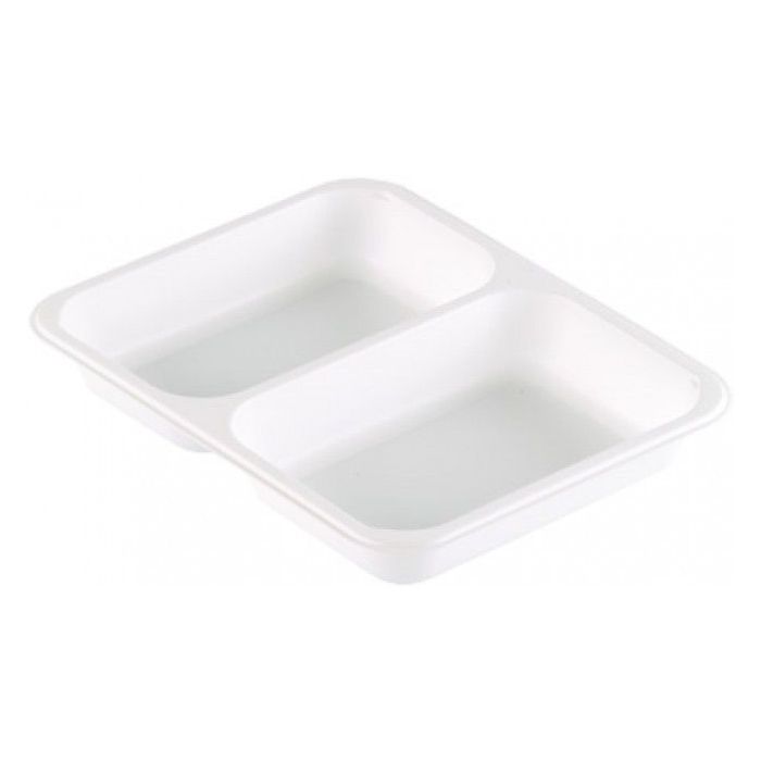 Lunch container for welding PP white, 2 compartment 227x178x50, 40 pieces