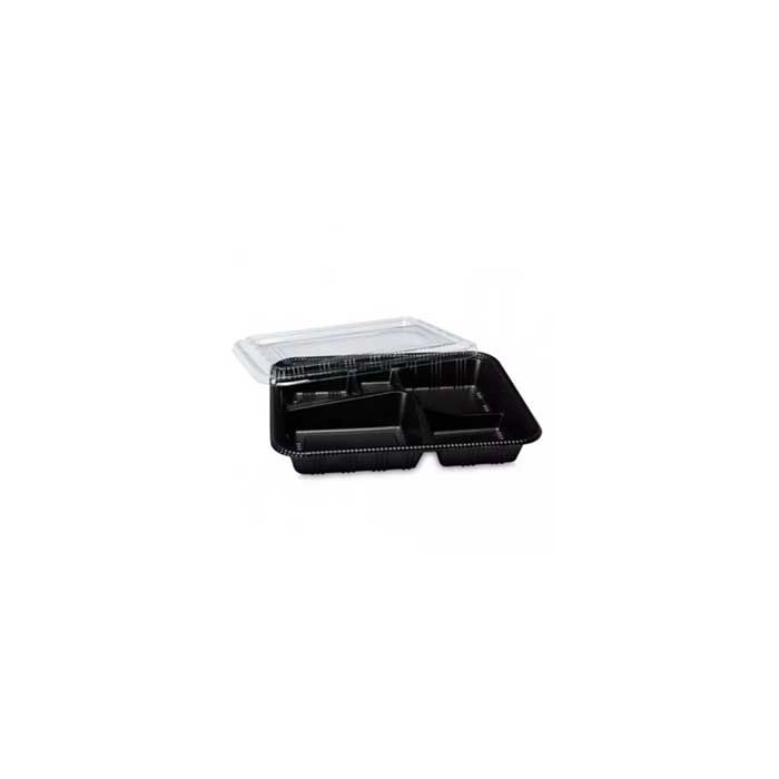Pojemnik sushi czarny 5-komorowy z pokrywką OPS 270x210x40 mm 300 szt. OP-74