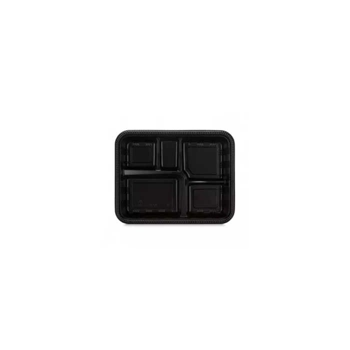 Pojemnik sushi czarny 5-komorowy z pokrywką OPS 270x210x40 mm 300 szt. OP-74