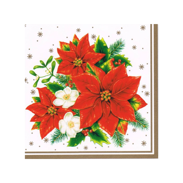 Napkins 33x33 MAKI FESTIVE 0013 04 Poinsettia Bouquet White, 20 pcs