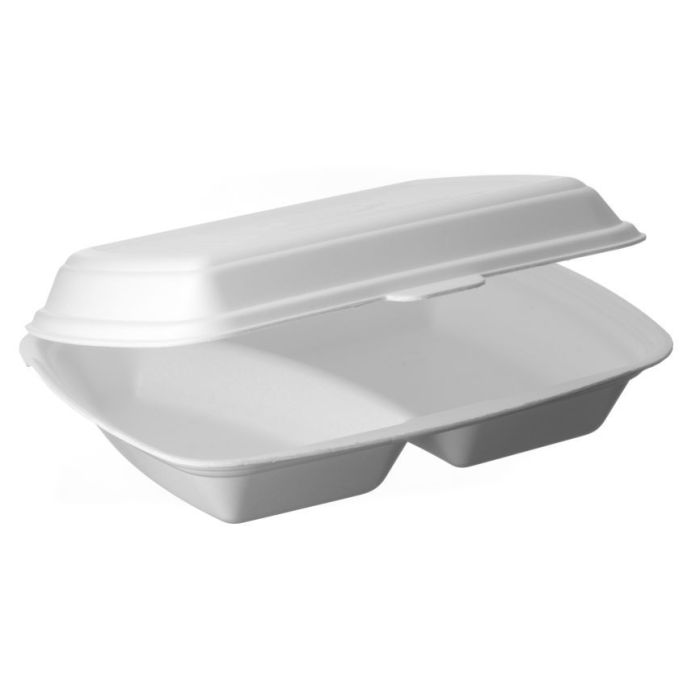 Lunch container styrofoam (menubox) II-chamber, producer Pack Klaipėda, price per 125pcs