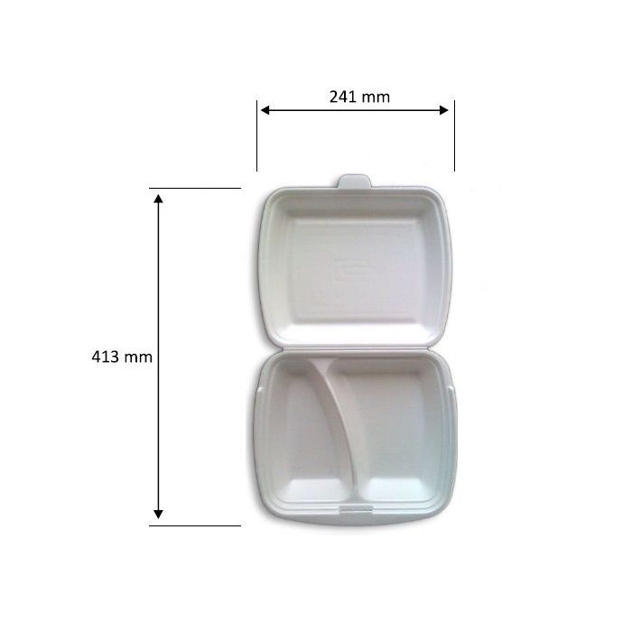 Lunch container styrofoam (menubox) II-chamber, producer Pack Klaipėda, price per 125pcs