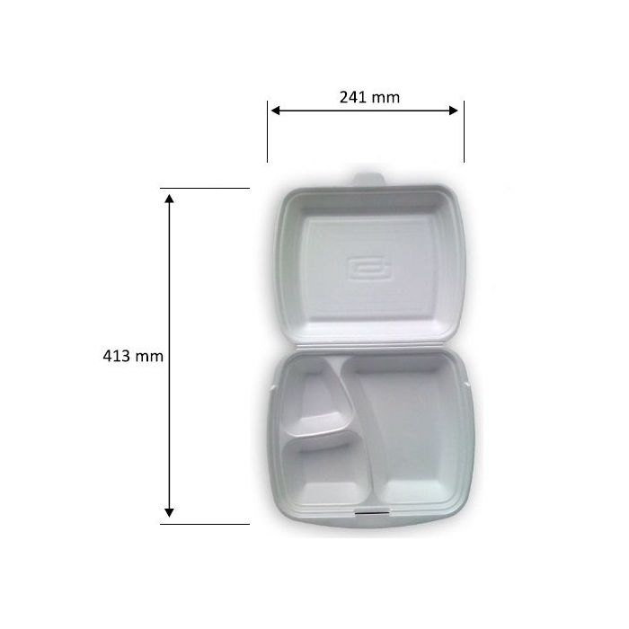Pojemnik obiadowy styropianowy menubox, lunchbox III-dzielny Pack Klaipėda op. 125 sztuk
