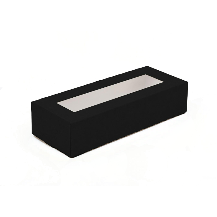 Sushi box kartonowy czarny z okienkiem 220x90x50 mm 300 szt. OP-02