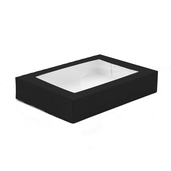 Black cardboard sushi box with window 260x190x50 mm 50 pcs OP-11