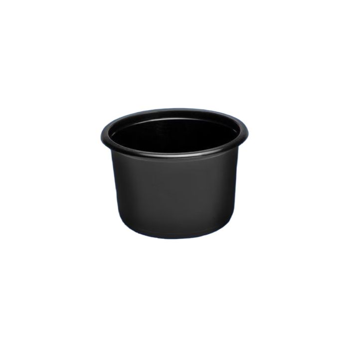 Round black container diameter 115mm - salad, hot sauce, soup 350 ml, 50 pieces