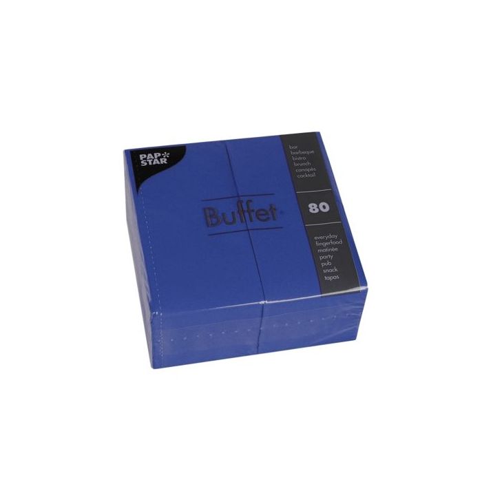 Napkins navy blue 2-ply, folded 1/8, 33 cm x 33 cm, pack of 80 pieces