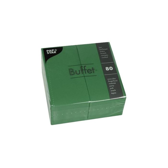 Napkins dark green 2-layer, folded 1/8, 33 cm x 33 cm, pack of 80 pieces