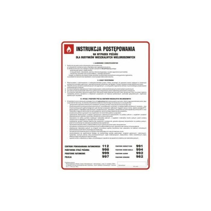 Fire safety instructions for residential buildings DN - 350 x 245mm DB008DNHN