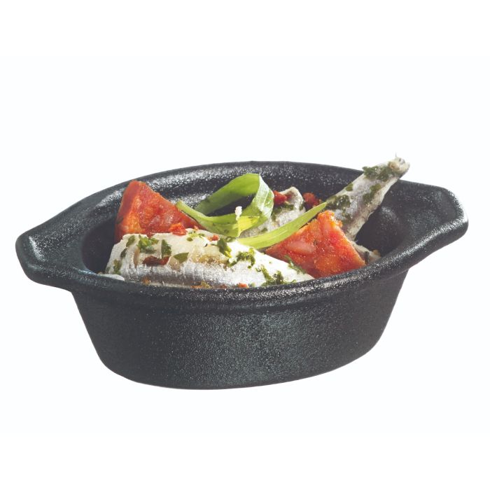 Finger food porcelain oval goblet 88x53mm black, op.12pcs. (k/12)