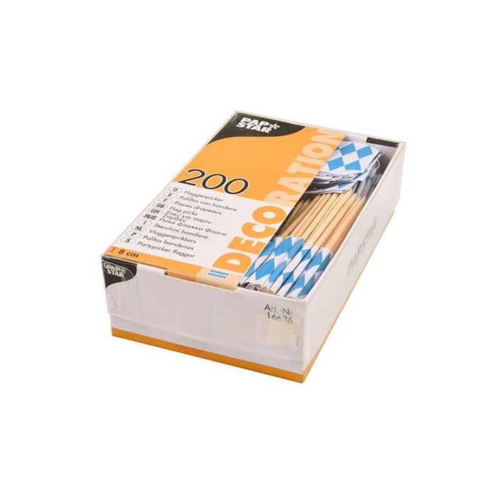 Banquet toothpicks Bavarian Blue Party 8 cm, 200 pcs