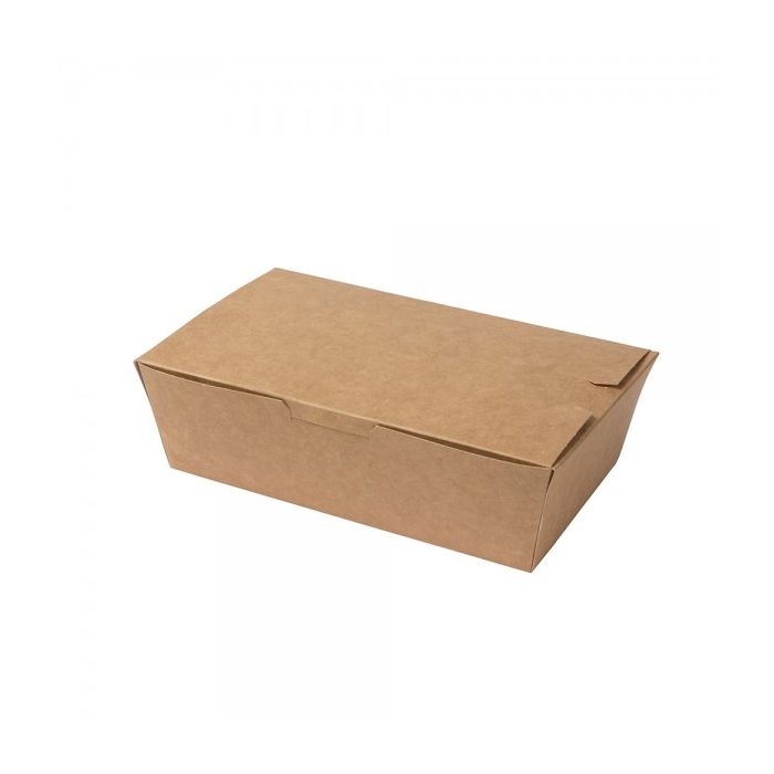 TAKEAWAY box with dip holder 1000ml, with a lid, op.250szt, 195x115x55mm, coated with bio-wax