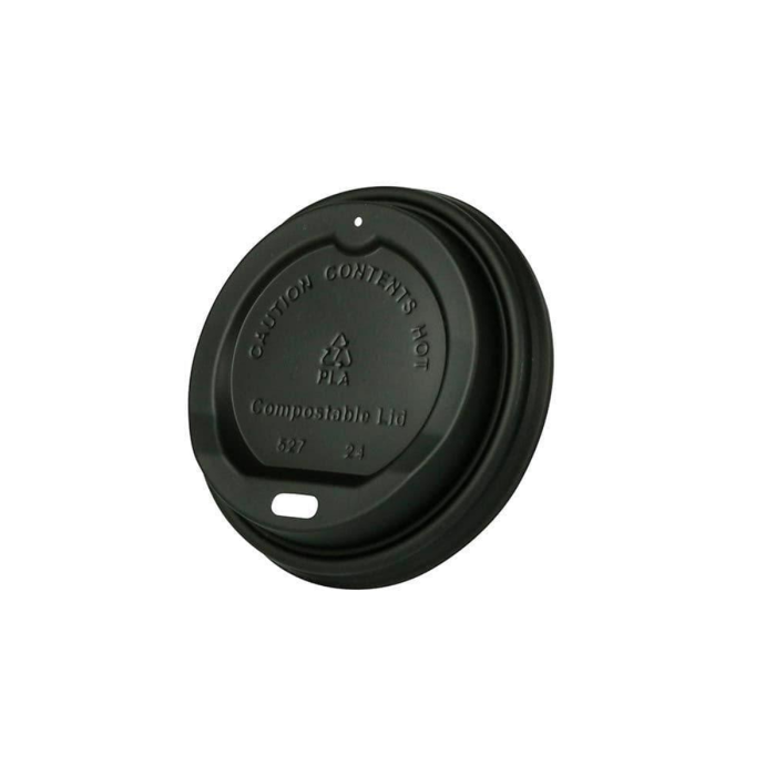 80mm C-PLA cup lid black 50pcs biodegradable (k/20)
