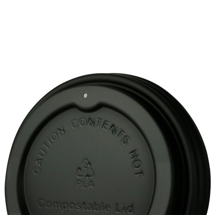 90mm C-PLA cup lid black op.50pcs biodegradable (k/20)