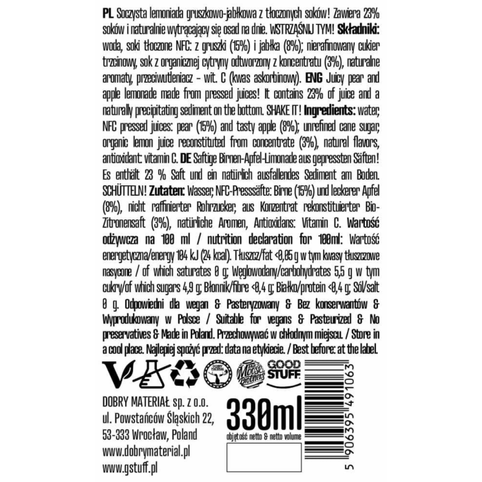 DOBRY MATERIAŁ napój Gruszki na Wierzbie 330ml (k/12)
