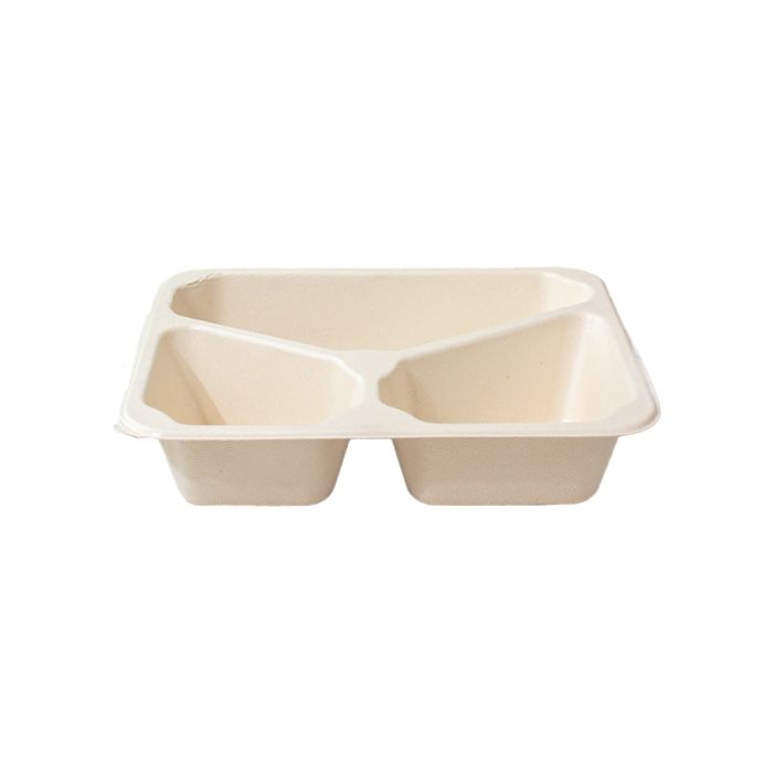 Sealing container 227/178/3 H50 tripartite op. 100 szt (k/4) made of sugar cane, PE-coated, natural color
