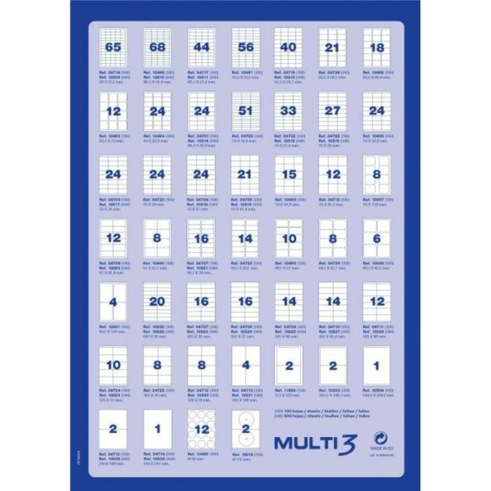 MULTI 3 63.5x72.0 self-adhesive labels 12 labels per sheet op.100 sheets 10493
