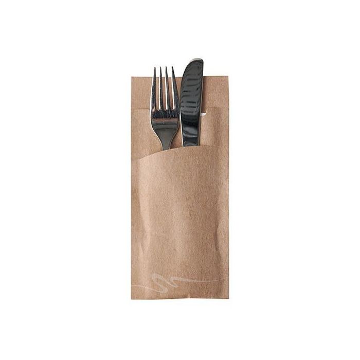 Cutlery case KRAFT 20x8,5cm with white napkin 33x33cm, 520 pieces