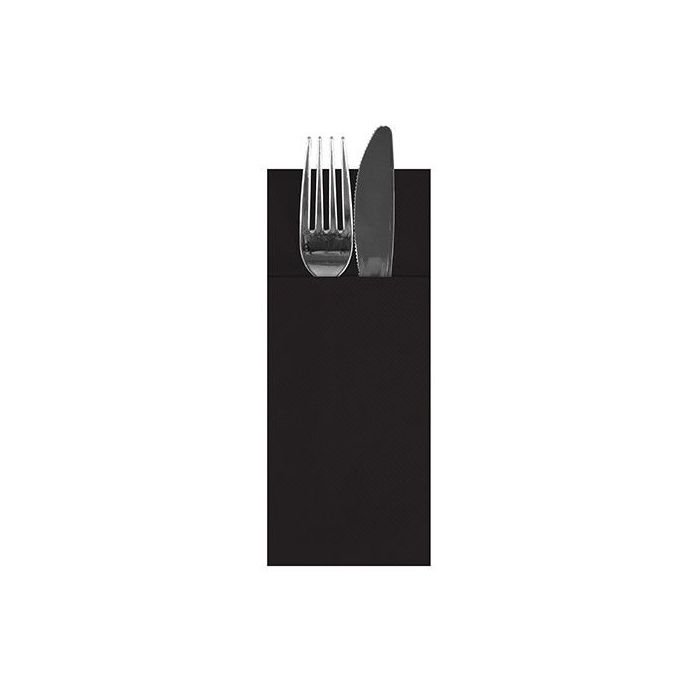 Cutlery pocket with napkin Airlaid 40x33 cm black 160 pieces
