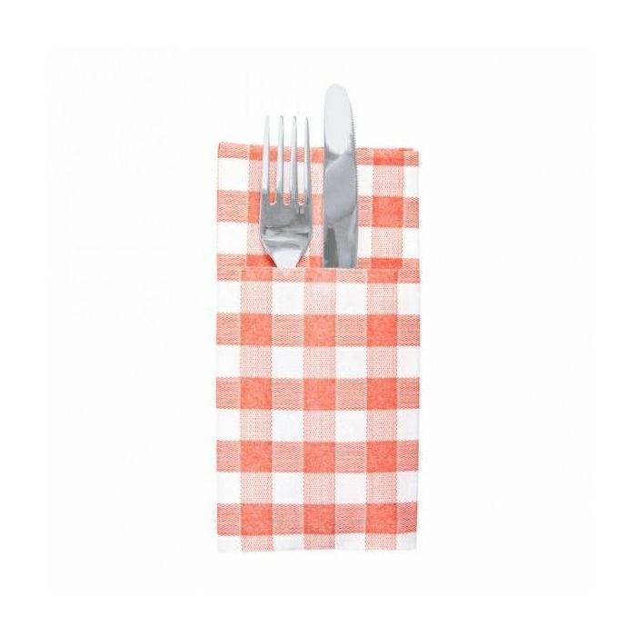 Etui na sztućce serwetka Vichy czerwone, 40x40cm, Like-Linen, biodegradowalne, op. 50 sztuk