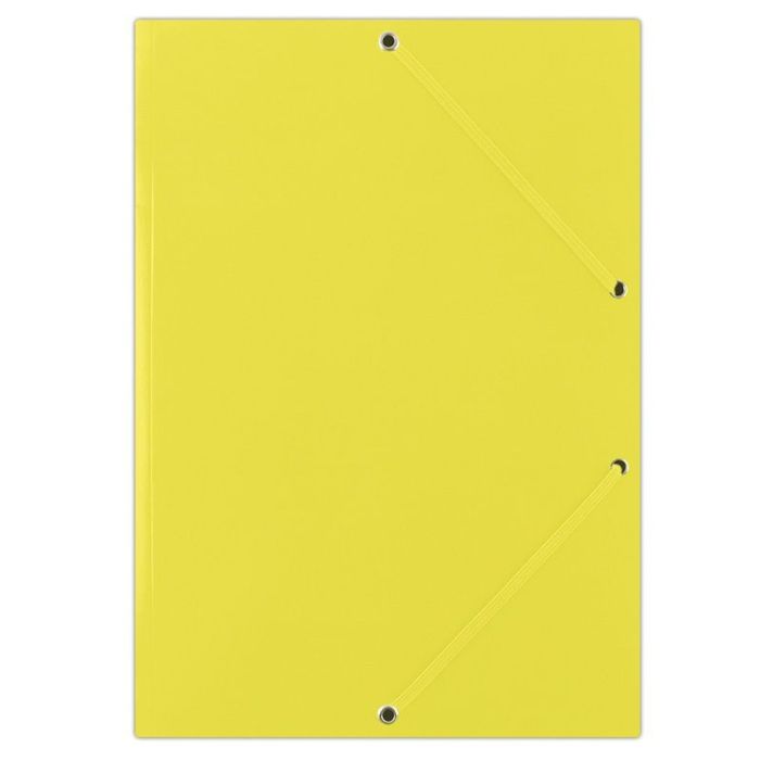 Elasticated File DONAU, cardboard, A4, 400gsm, 3 flaps, yellow