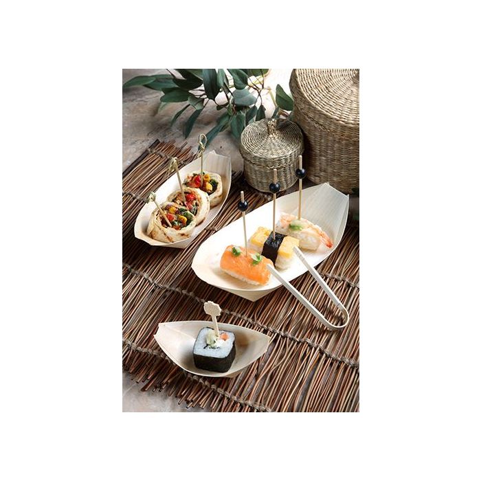 FINGERFOOD - miseczki z drewna 14xh.8,2cm "łódka" op. 50 sztuk