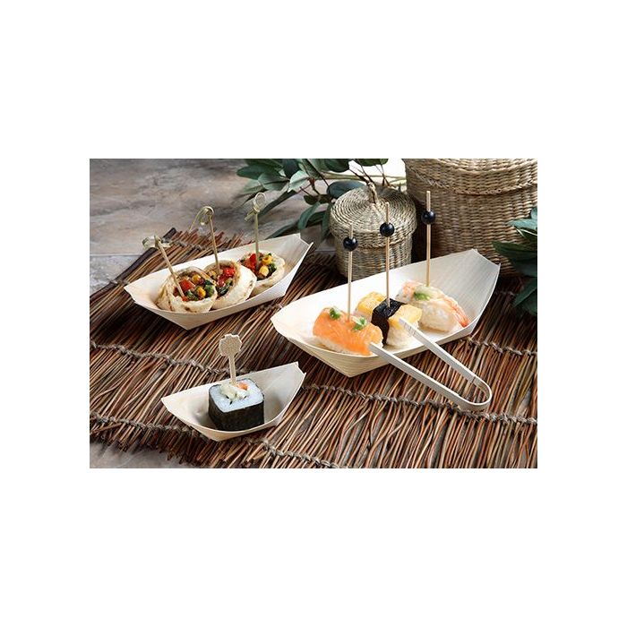 FINGERFOOD - wooden bowls 21.5xh.10cm boat", 50 pieces"
