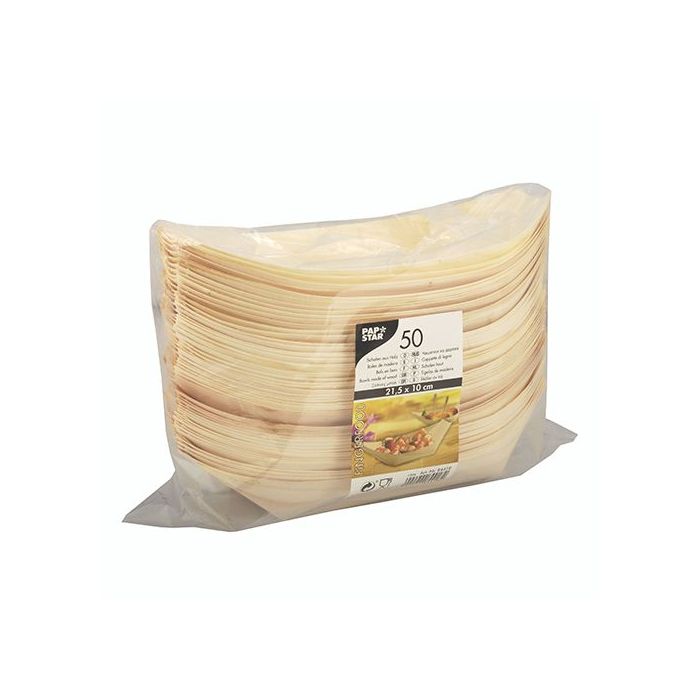 FINGERFOOD - wooden bowls 21.5xh.10cm boat", 50 pieces"