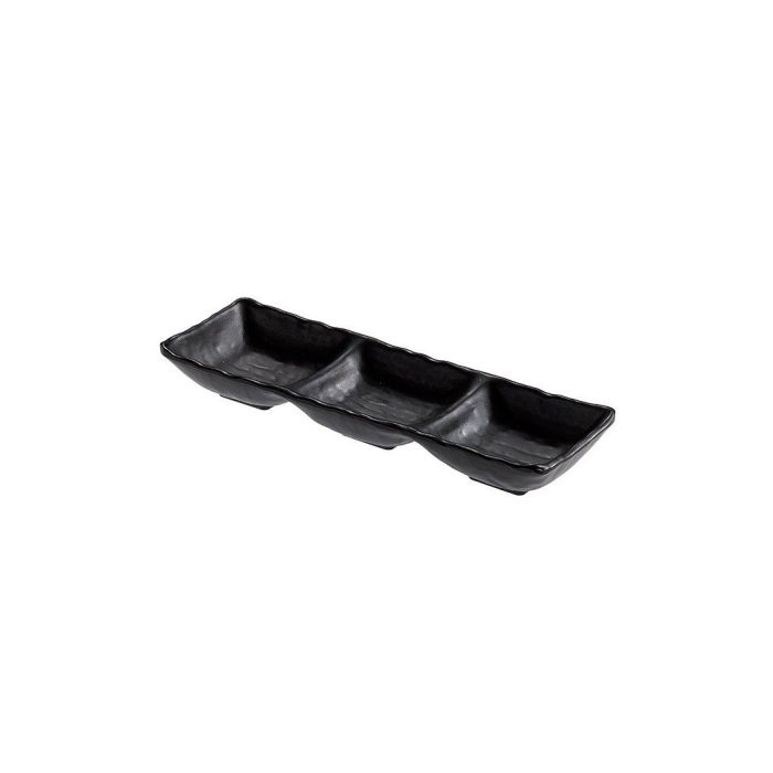 FINGERFOOD - pebble bowl, triple bowl, black melamine 27x9x3,5cm