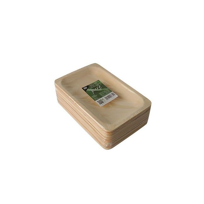 FINGERFOOD - 195x140mm PURE" rectangular wooden plate,  50 pieces."