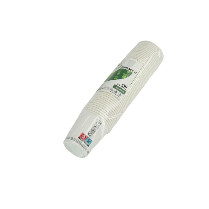 Kubek PAP/PE SW 180ml biały op.50szt SUP (k/10) śr.70mm