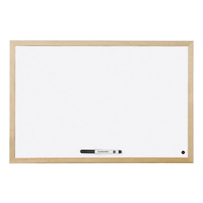 Dry-wipe&magnetic Notice Board, BI-OFFICE, 400x600mm, glazed, wood frame