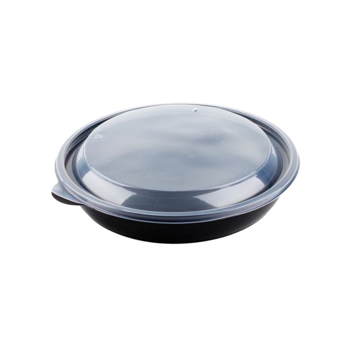FastPac round container 1000ml black 23x4cm, 25 pieces