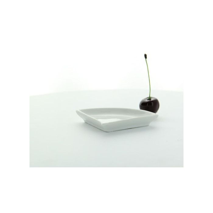 FINGERFOOD - mini porcelain plate Fan white 100x78x15mm, 4 pieces