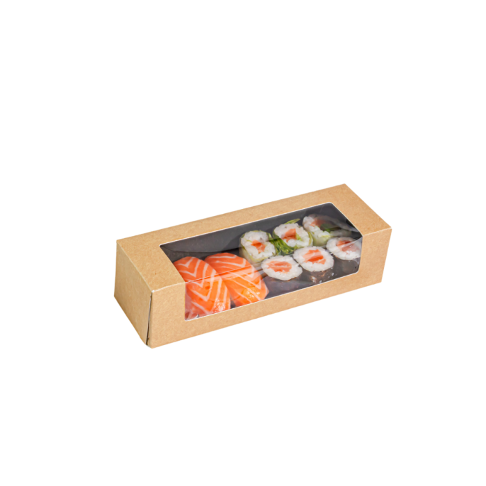 SUSHI box 14x8x4,5cm op.50szt. kraft/czarny OP-01