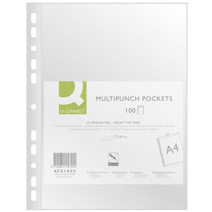 Koszulki na dokumenty Q-CONNECT, PP, A4, groszkowe, 50mikr., 100szt.
