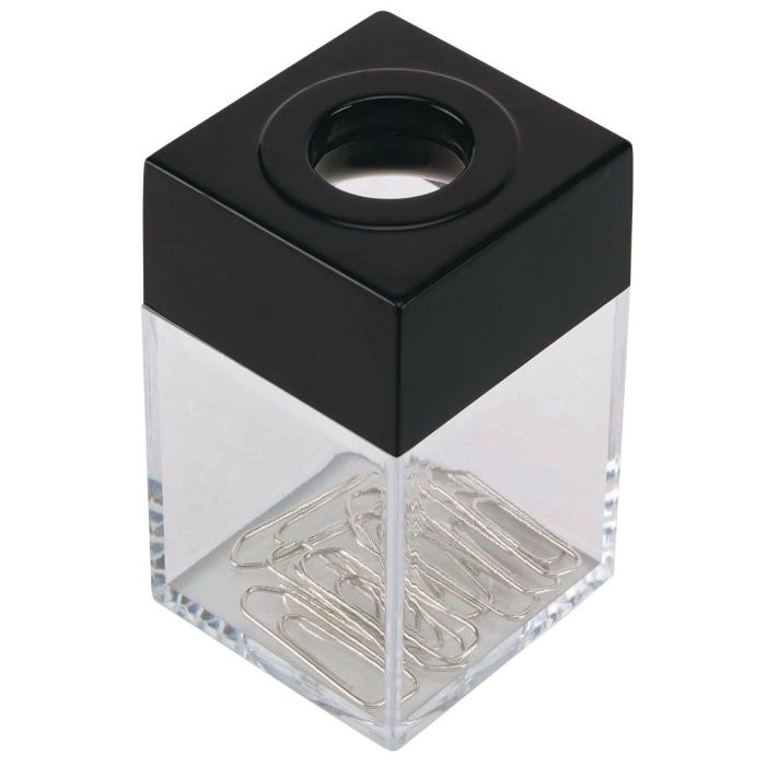 Magnetic Paper Clip Container Q-CONNECT, small, transparent black