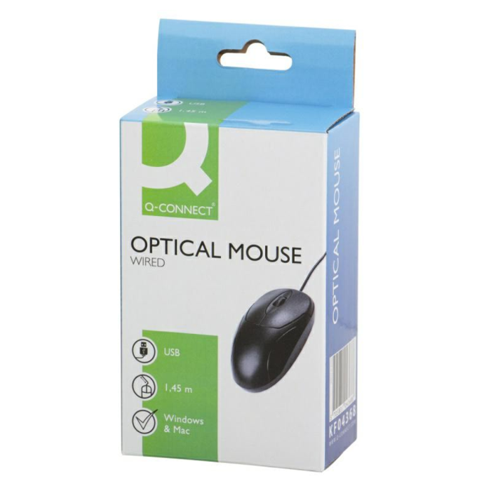 Q-CONNECT computer mouse, wired, black, pack of 1