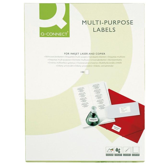 Universal Labels Q-CONNECT, 38. 1x21. 2mm, rectangle, white, 100 sheets