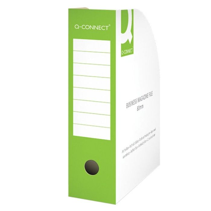 Magazine File Rack Q-CONNECT, cardboard, open, A4/80mm, green