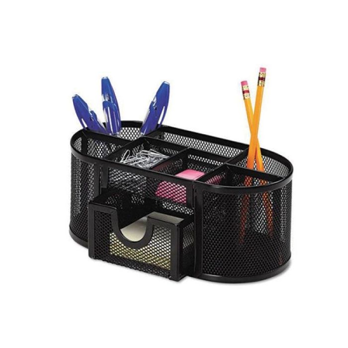 Desktop porganizer Q-CONNECT Office Set, metal, with a drawer, black