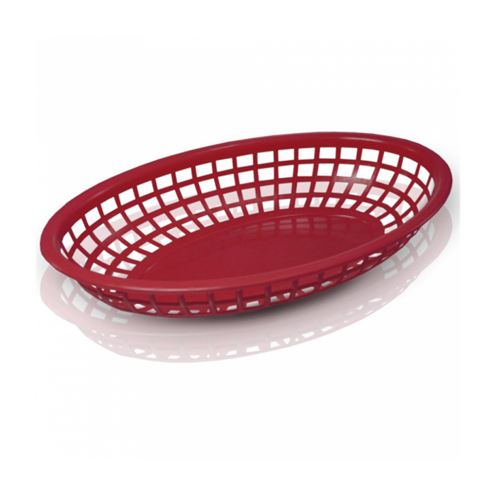 Serving basket red medium 24x15x4,5cm, 12 pcs