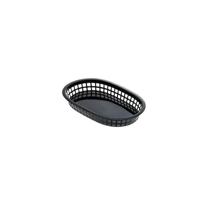 Plastic oval basket 23,5x15x4,6cm black, 12 pieces