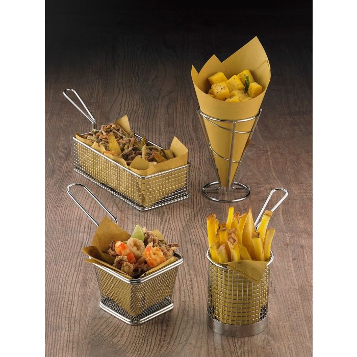 Rectangular steel basket 21x10x6 cm stainless steel