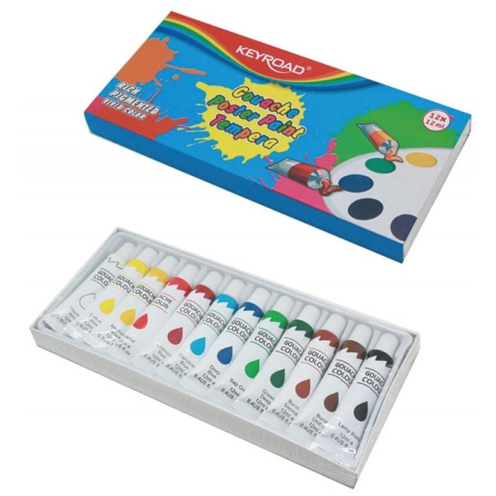 Tempera paint KEYROAD, 12x12ml, 12 colors