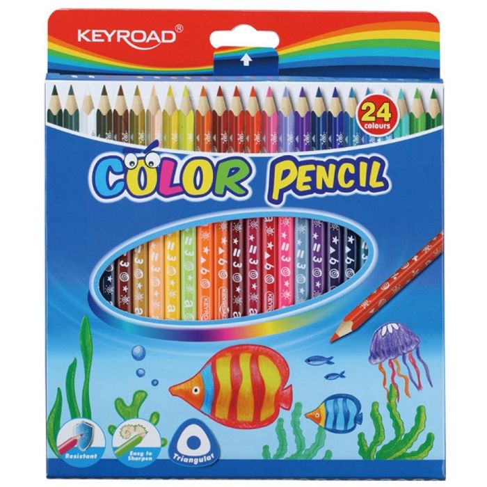 Pencil crayons KEYROAD, traingle, 24pcs, color mix
