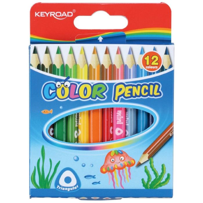 Pencil crayons KEYROAD Mini, triangle , 12pcs, color mix