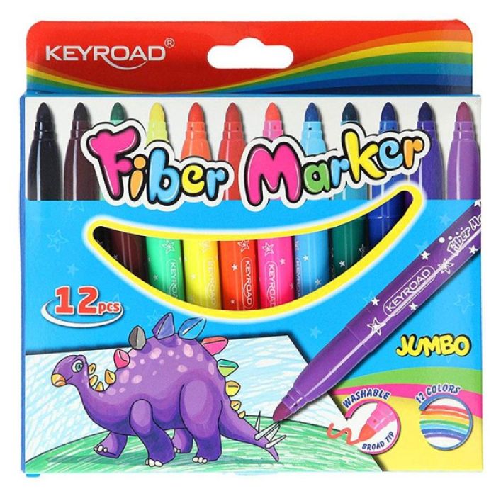 Fiber markers KEYROAD Jumbo, 12pcs, hanger, color mix