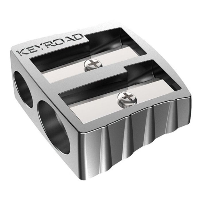 Pencil sharpener KEYROAD, aluminium, double, display packing, silver