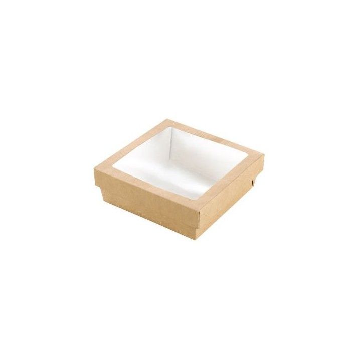 Box TAKEAWAY brown 250 ml with window 70 x 70 x 40 mm, 25 pieces